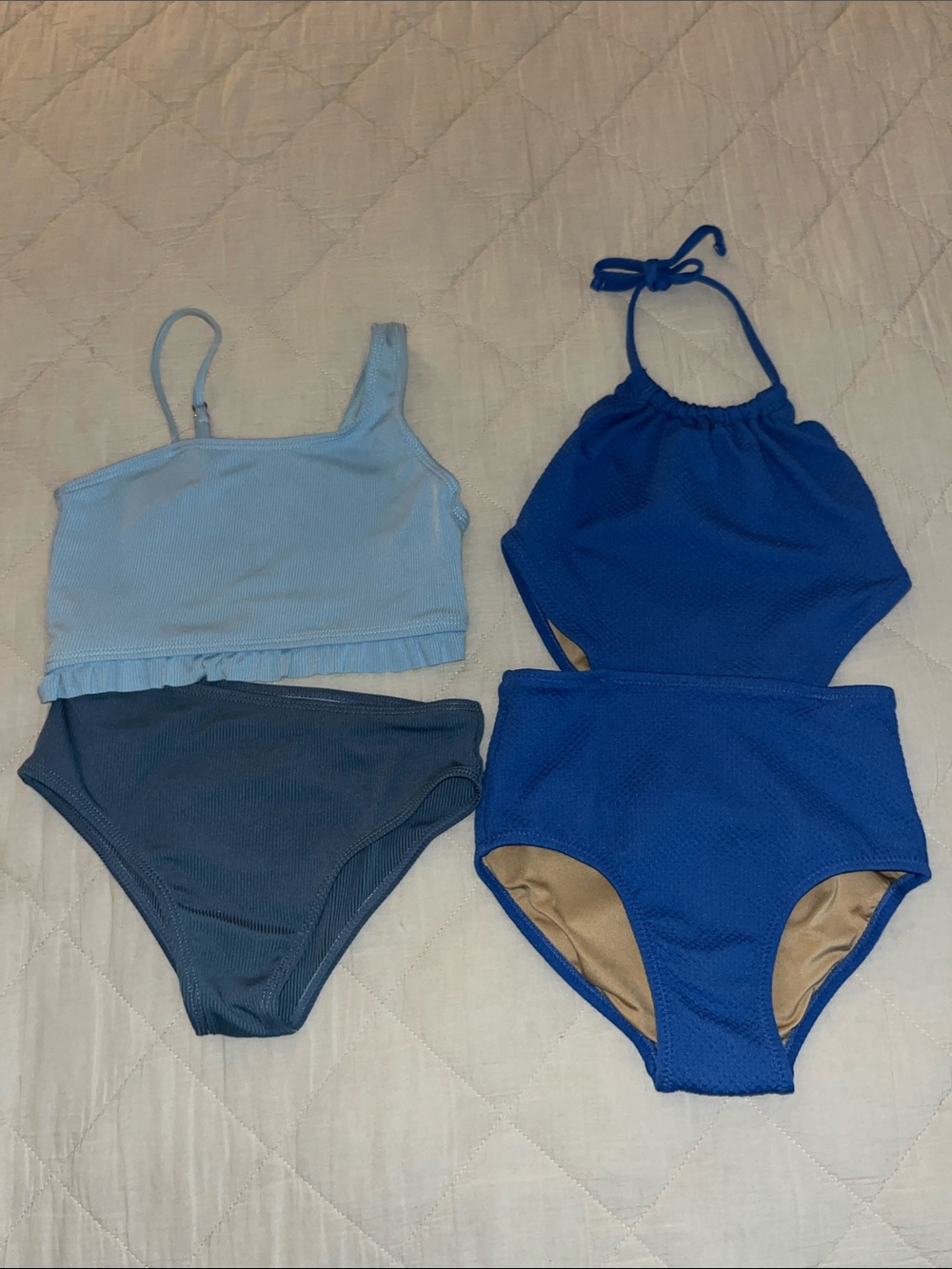 Girls Blue Halter One-Piece Swim Suit - Kids